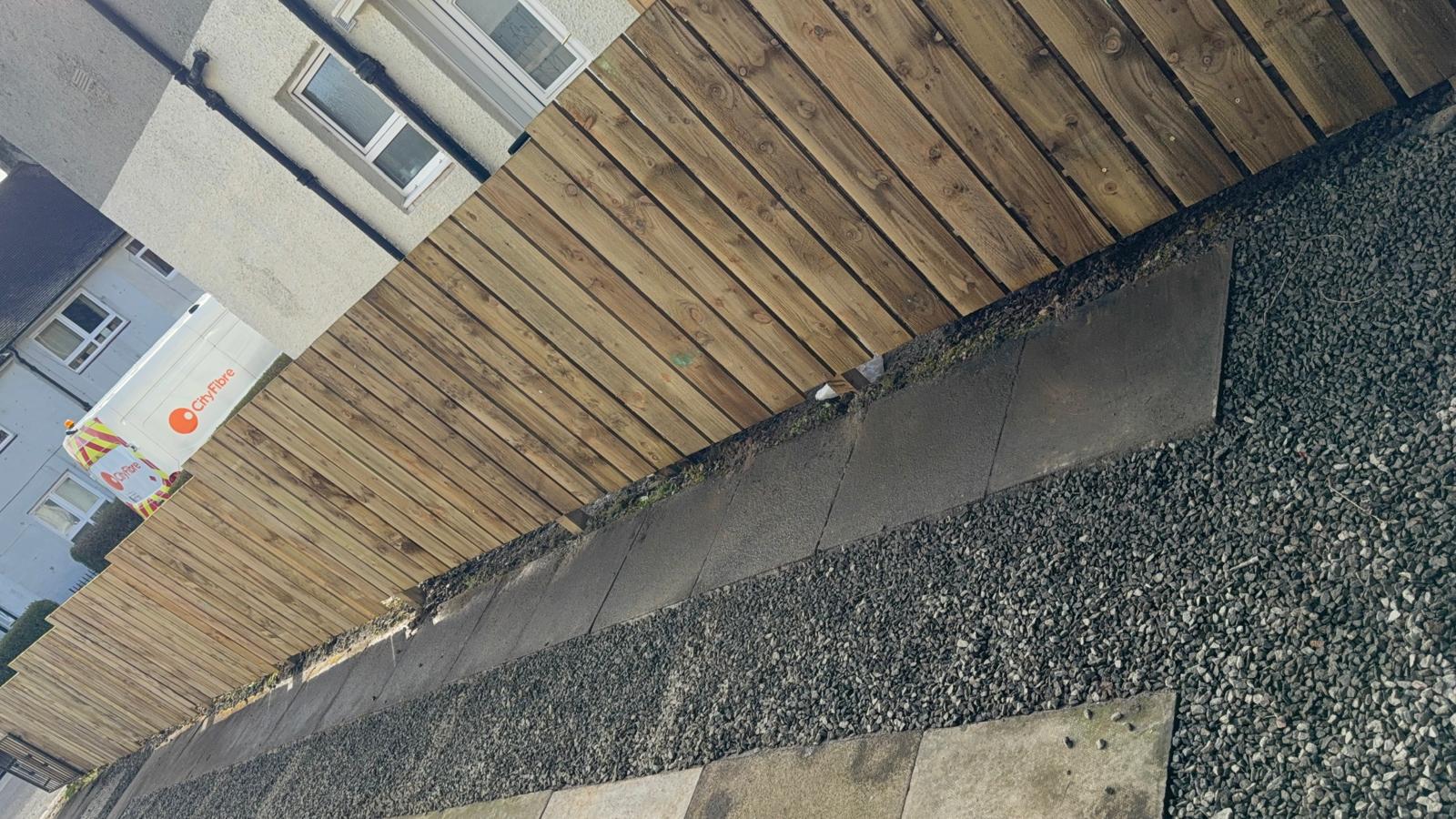 Close-board fencing and gravel path completed by Forth Tree Garden Landscaping