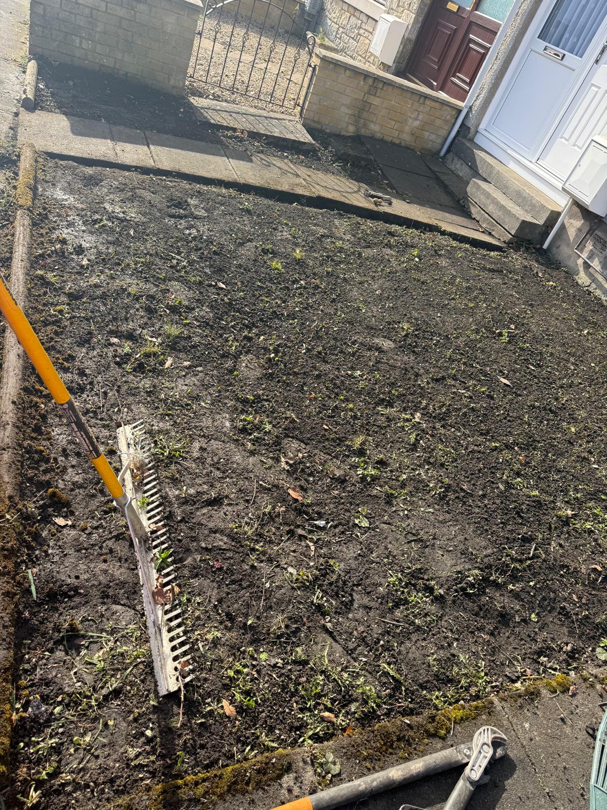 Front garden during clearance and preparation work