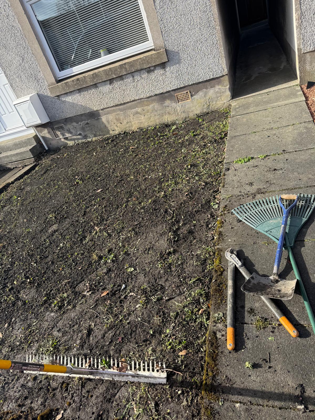 Front garden soil preparation before gravel laying