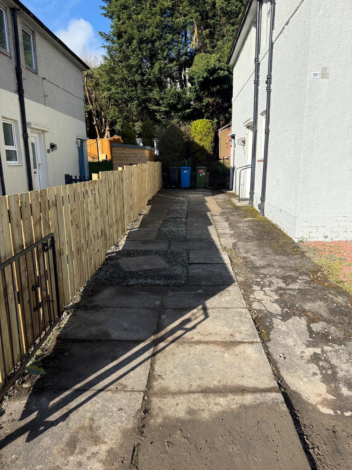 Completed side path fencing and gravel project by Forth Tree Garden Landscaping