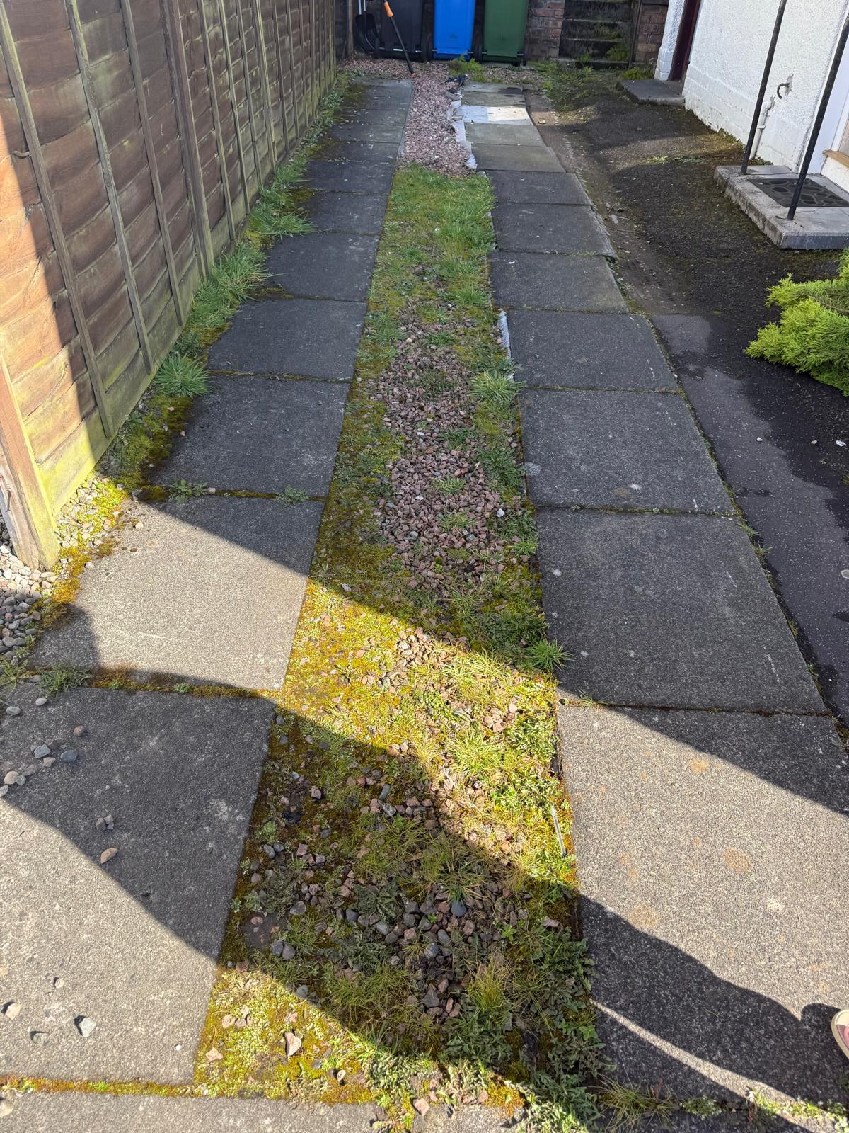 Worn side path before fencing and gravel work
