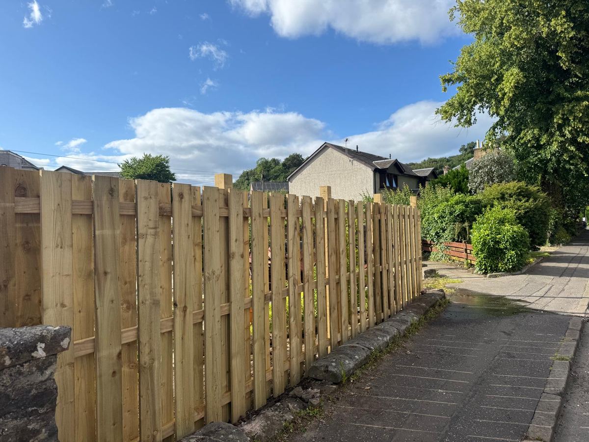 New timber boundary fence along a pavement by Forth Tree Garden Landscaping